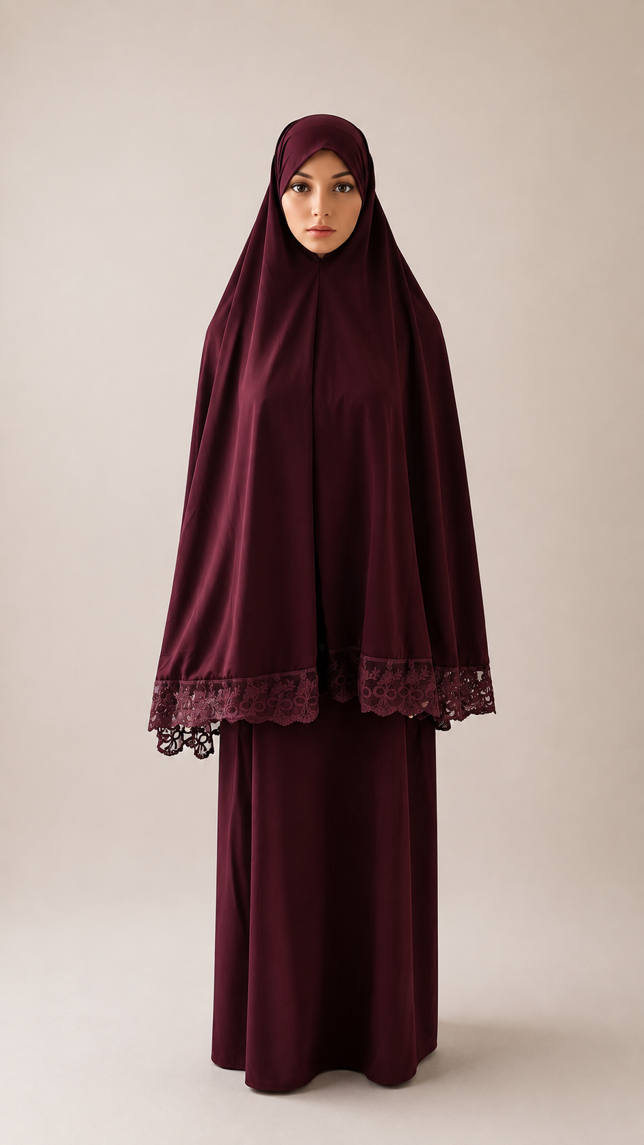 Ensemble Khimar & Abaya avec dentelle