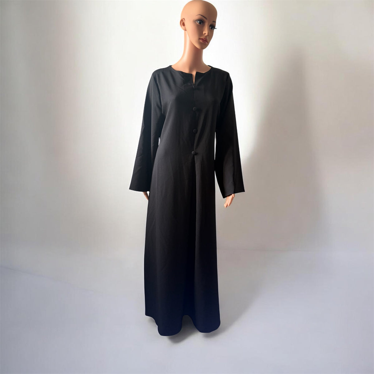 Abaya noire boutonnée